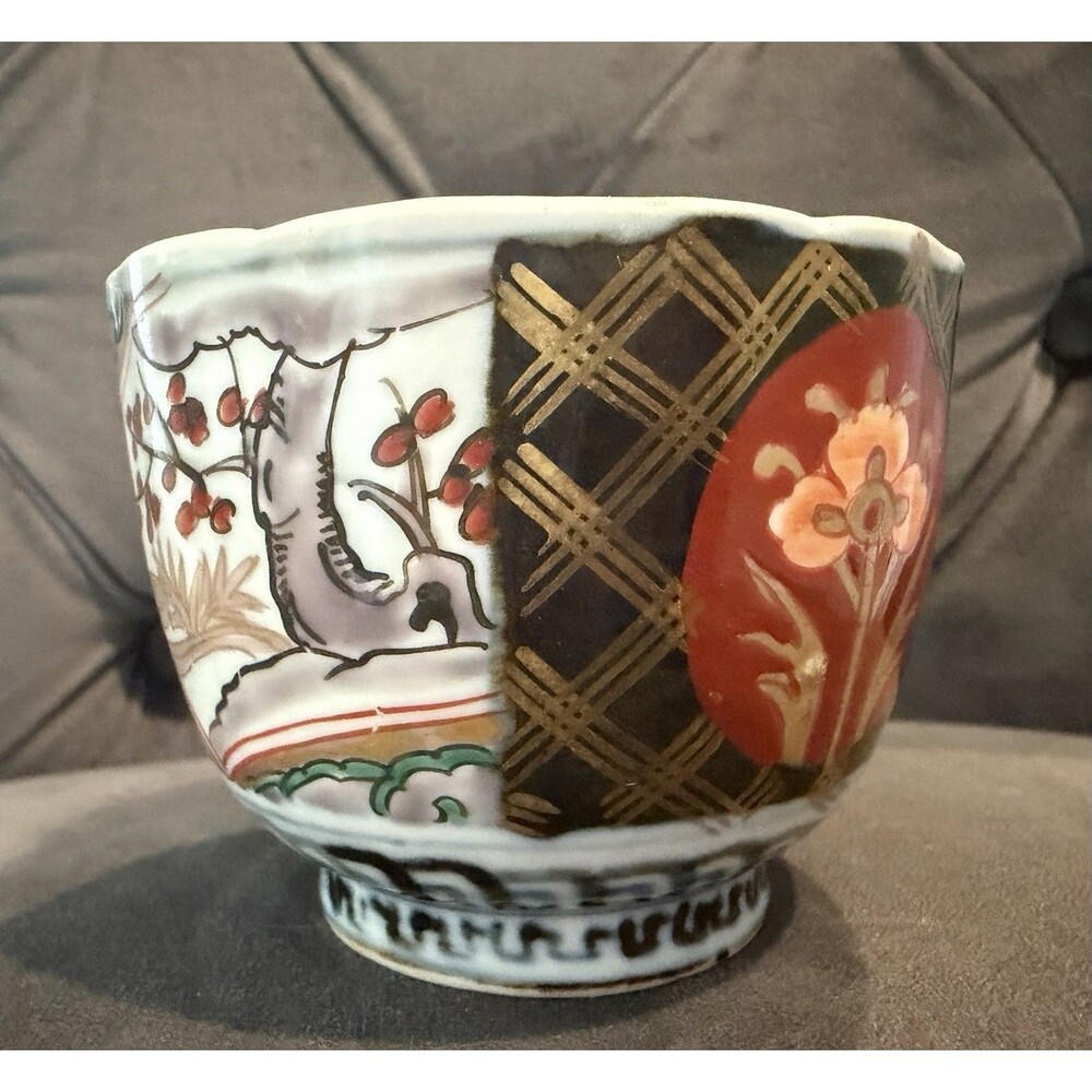 Antique Japanese Imari Soba Choko Tea Cup Signed Porcelain Hand Painted